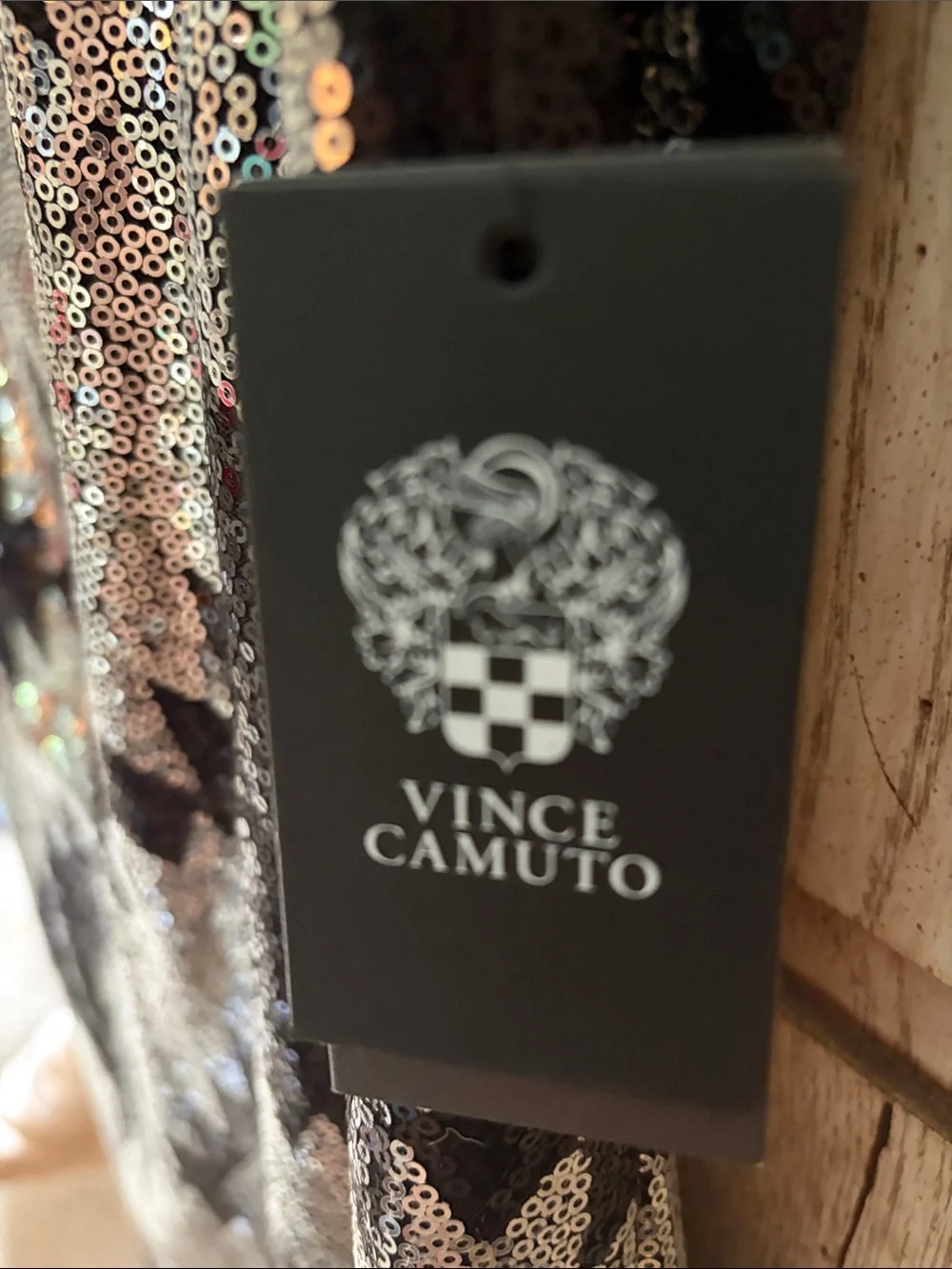 Vince Camuto Black and silver Sequin Cocktail dress with fringe bottom. NWT - Picture 4 of 8